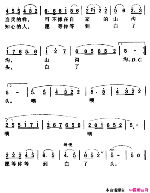 军歌金曲：哥哥要当兵走简谱