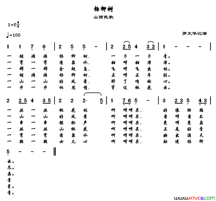 杨柳树简谱