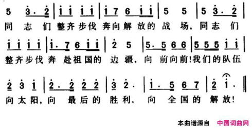 军歌金曲：中国人民解放军进行曲简谱