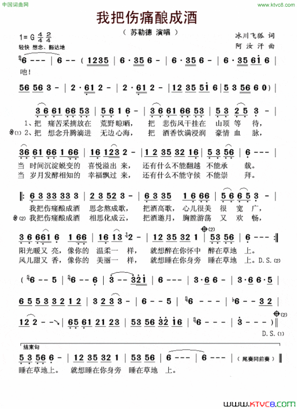 我把伤痛酿成酒简谱