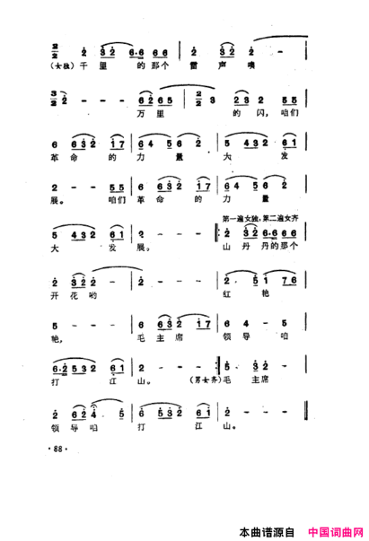 毛泽东之歌-红太阳歌曲集051-100简谱