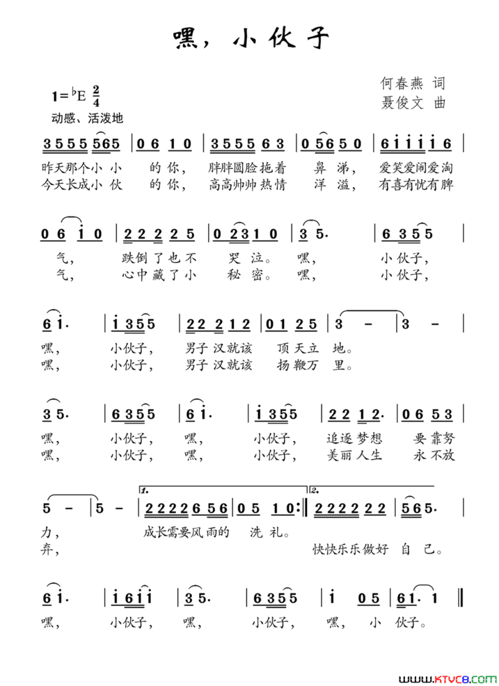 嘿，小伙子简谱