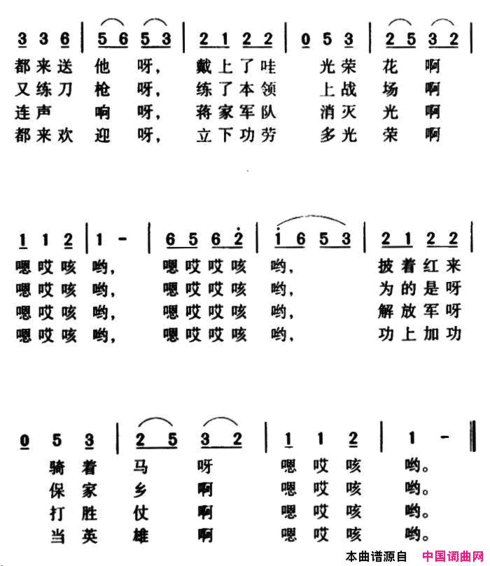 军歌金曲：青年参军简谱