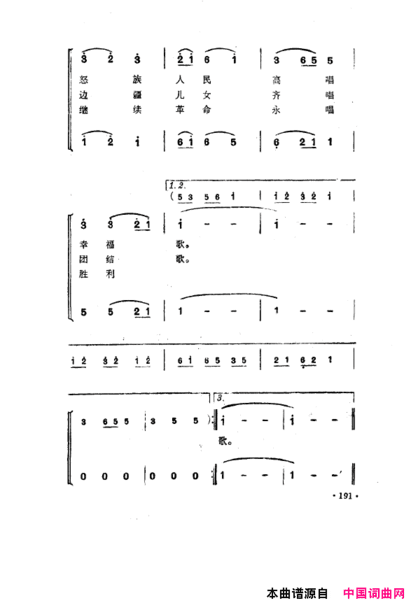 毛泽东之歌-红太阳歌曲集151-200简谱