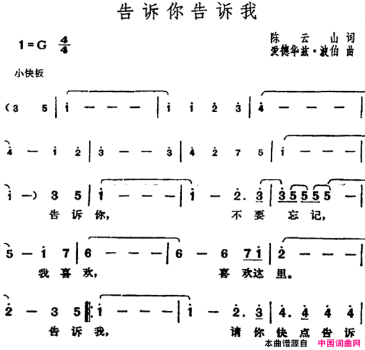 邓丽君演唱金曲：告诉你告诉我简谱