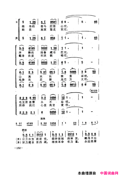 毛泽东之歌-红太阳歌曲集151-200简谱