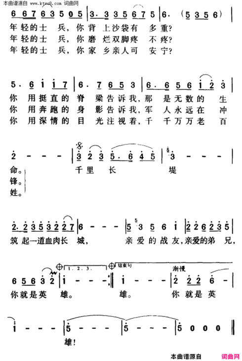 你就是英雄军歌金曲简谱