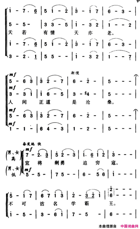 军歌金曲：七律·人民解放军占领南京简谱