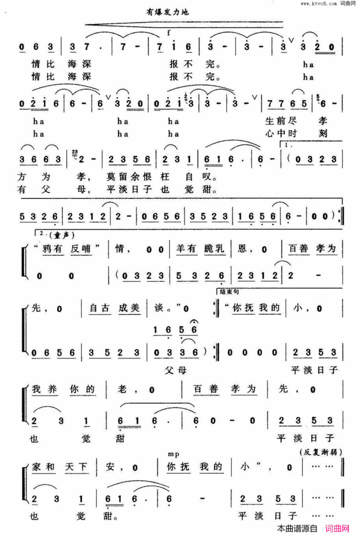 百善孝为先鲁小平词李小平曲百善孝为先鲁小平词 李小平曲简谱