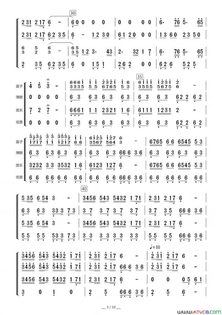 西部民歌组曲总谱简谱