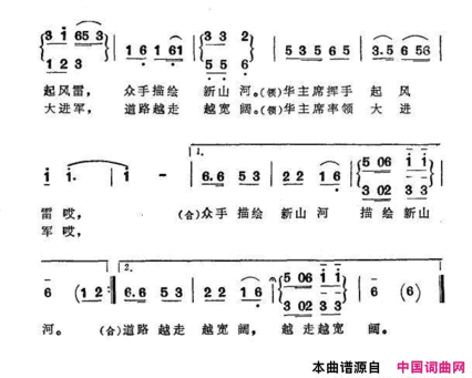 井冈儿女学大寨简谱