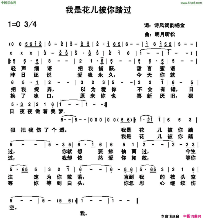 我是花儿被你踏过简谱