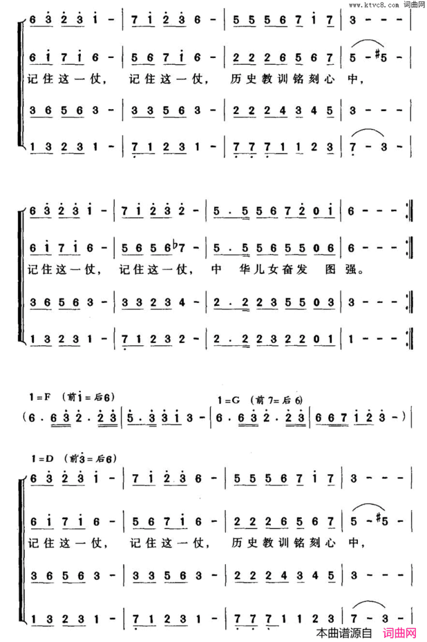 记住这一仗邓永旺词刘普群曲记住这一仗邓永旺词 刘普群曲简谱