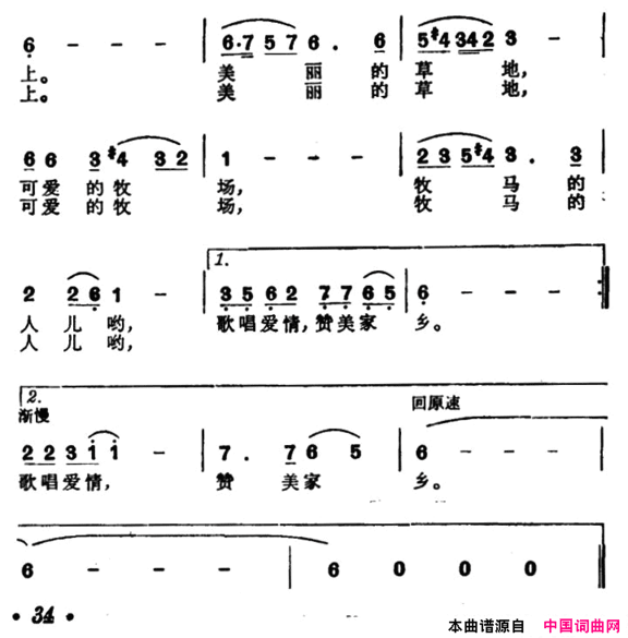 牧马人之歌电视剧《牧马人》主题歌简谱