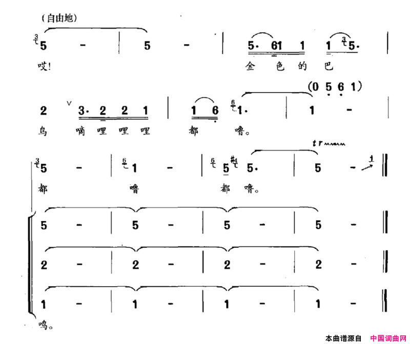 金巴鸟简谱