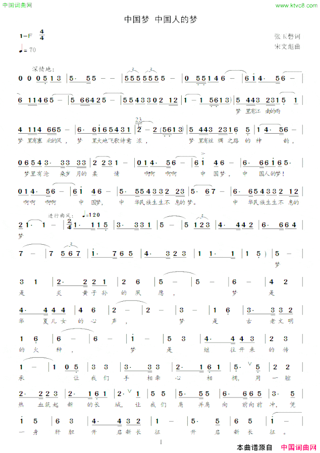 中国梦中国人的梦简谱