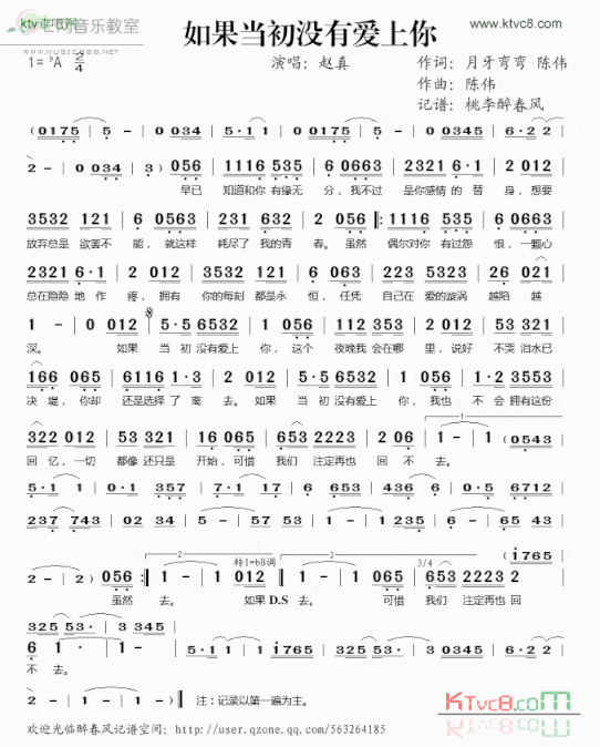 如果当初没有爱上你简谱