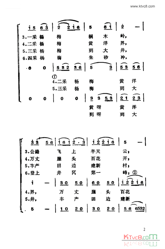 井冈山上采杨梅简谱