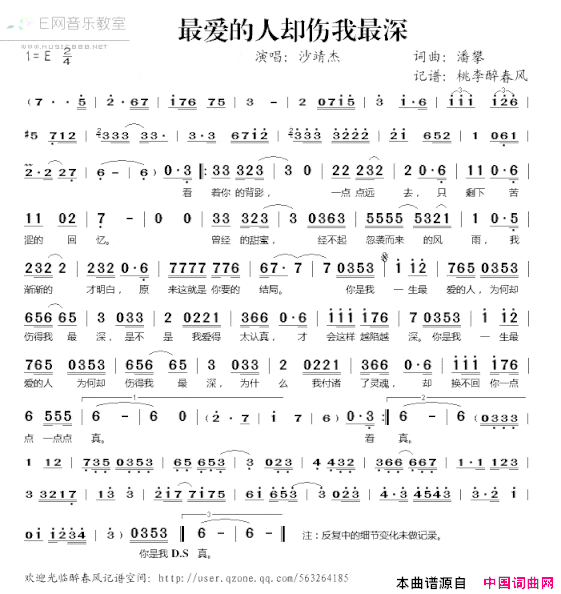 最爱的人却伤我最深简谱