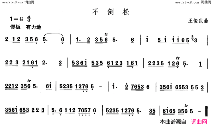 不倒松简谱