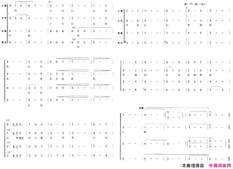 雪绒花混声合唱简谱