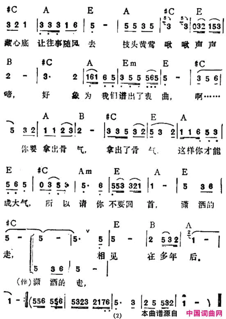 不要再回首简谱