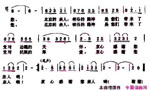 感谢您--北京的亲人简谱