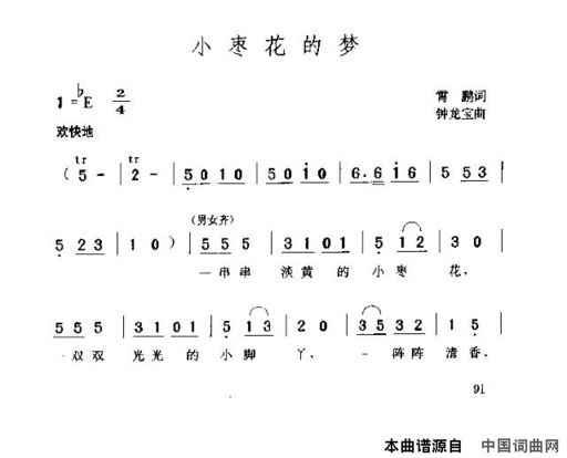 小枣花的梦简谱