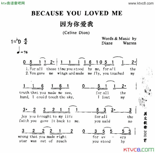 BECAUSEYOULOVEDME因为你爱我简谱