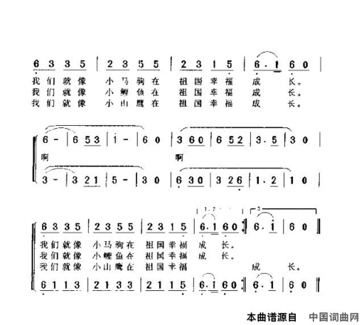 在祖国幸福成长简谱