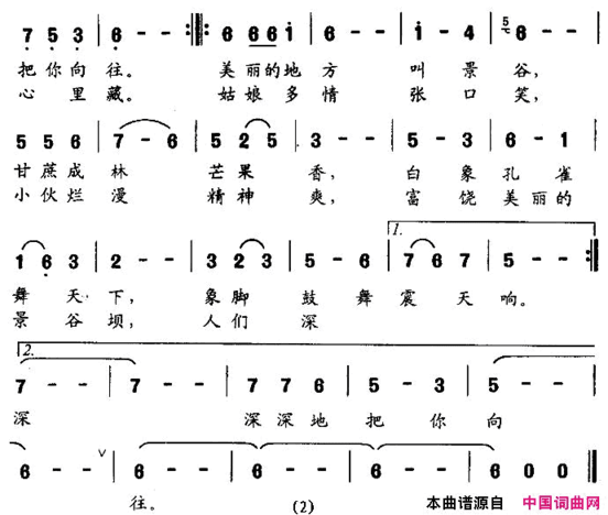 美丽的地方叫景谷简谱