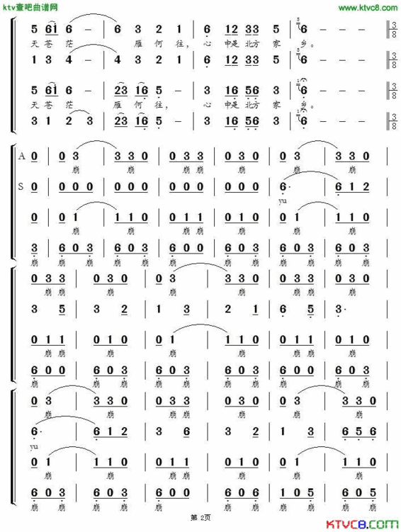 鸿雁电视剧《东归英雄》片尾曲简谱