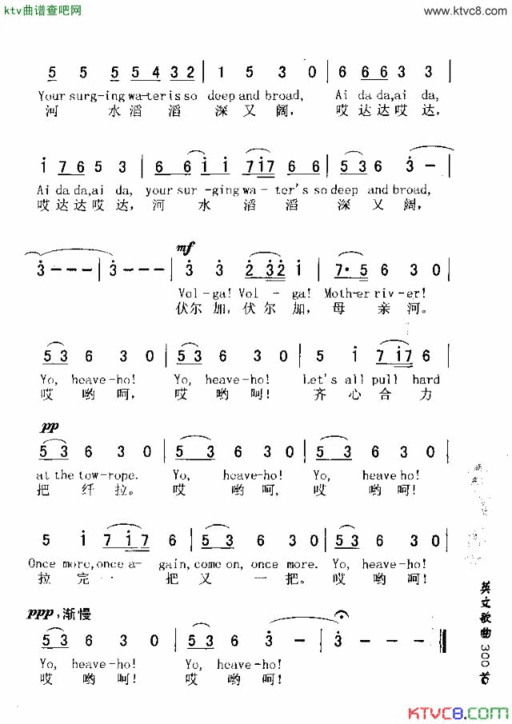 BOATMENSONGONTHEVOLGA伏尔加船夫曲简谱