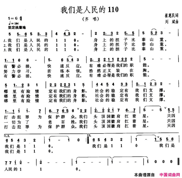 我们是人民的110简谱