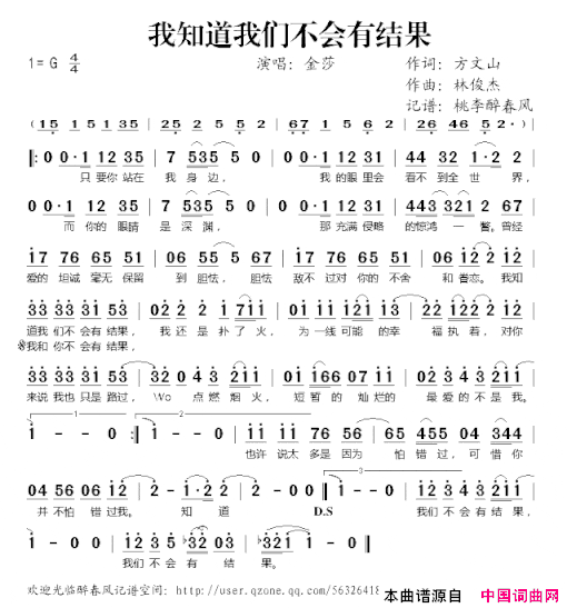 我知道我们不会有结果简谱