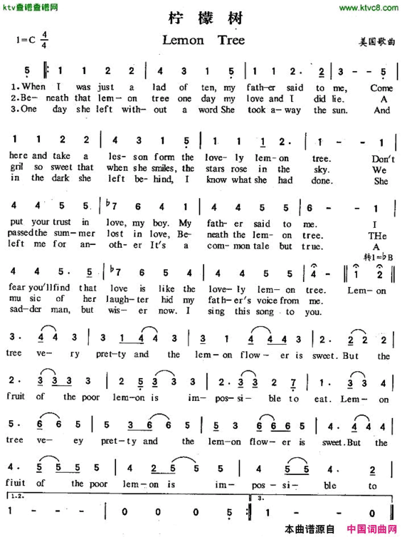 LemonTree柠檬树[美]简谱