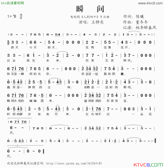 瞬间电视剧《人到四十》片头曲简谱