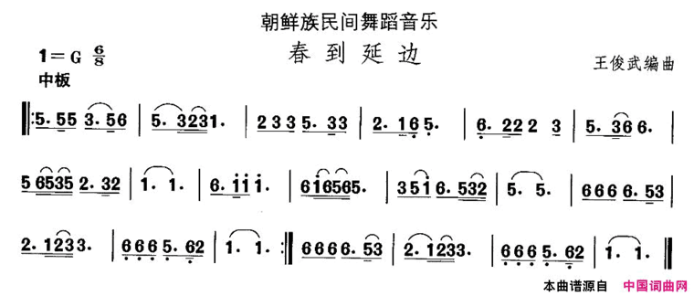 中国民族民间舞曲选十一朝鲜族舞蹈：春到延边简谱