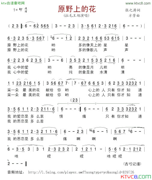 原野上的花简谱