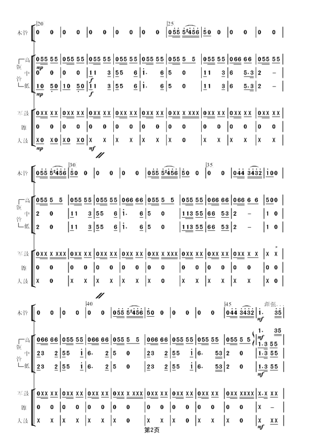 《中国人民解放军进行曲》2军乐队总谱简谱