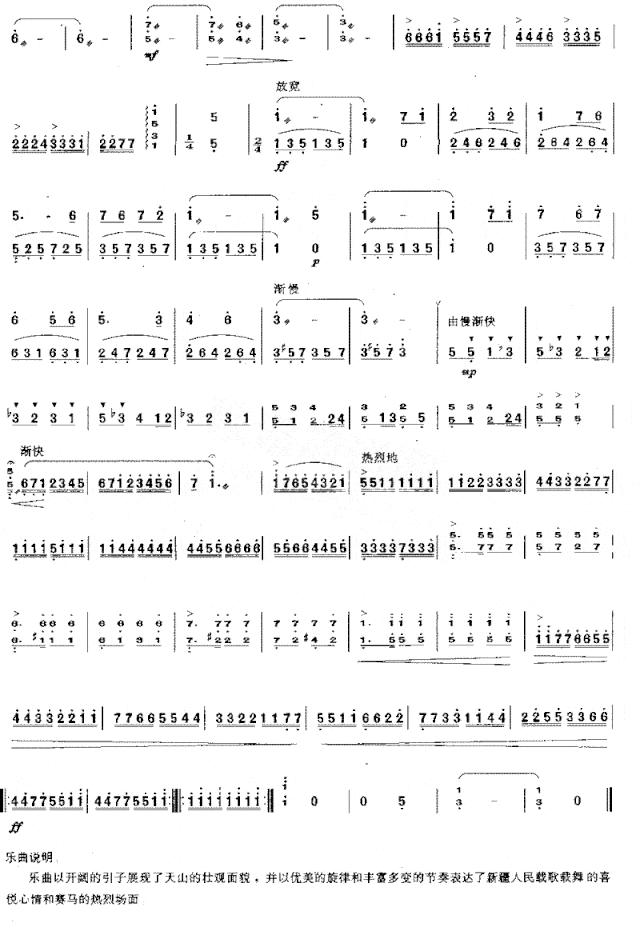 节日的天山[简谱版]独奏共3张简谱