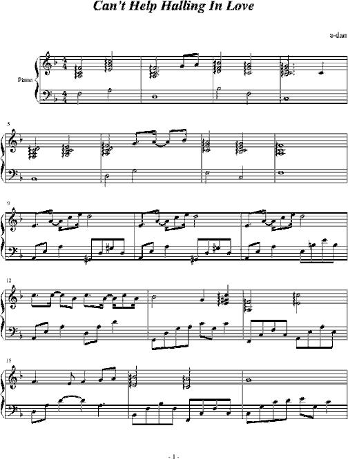 CantHelpHallingInLove简谱