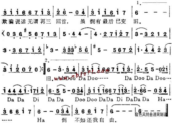 回首粤语简谱