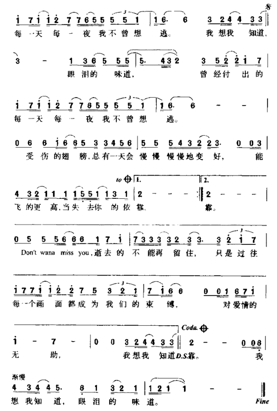 眼泪的味道简谱