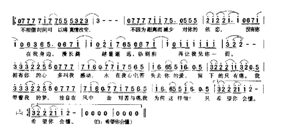 希望你会懂简谱