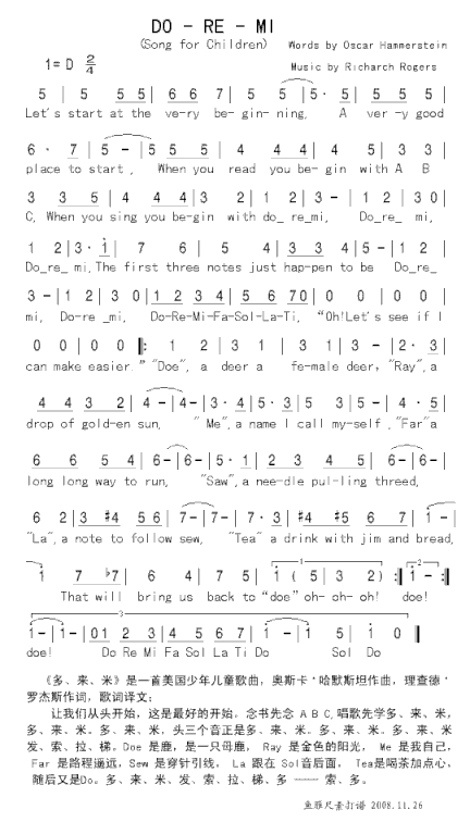 上传英文儿歌《DO-RE-MI》简谱