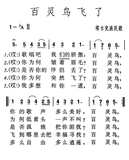 百灵鸟飞了简谱