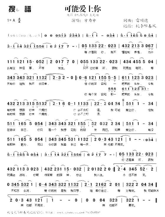 可能爱上你电影《机器侠》主题曲简谱