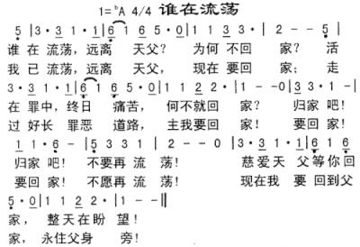 谁在流荡----可听简谱