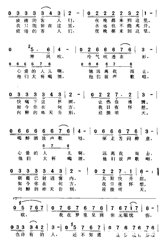 兆治的酒馆简谱